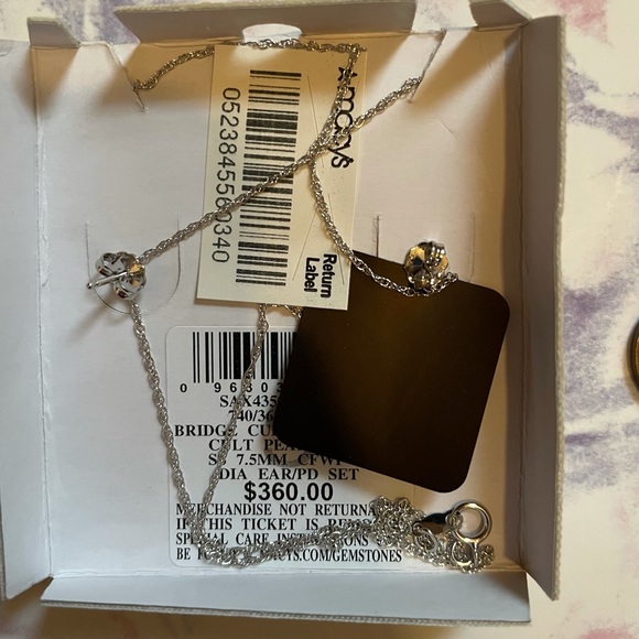 Macy’s new in box silver pearl necklace and earrings set - Picture 4 of 5